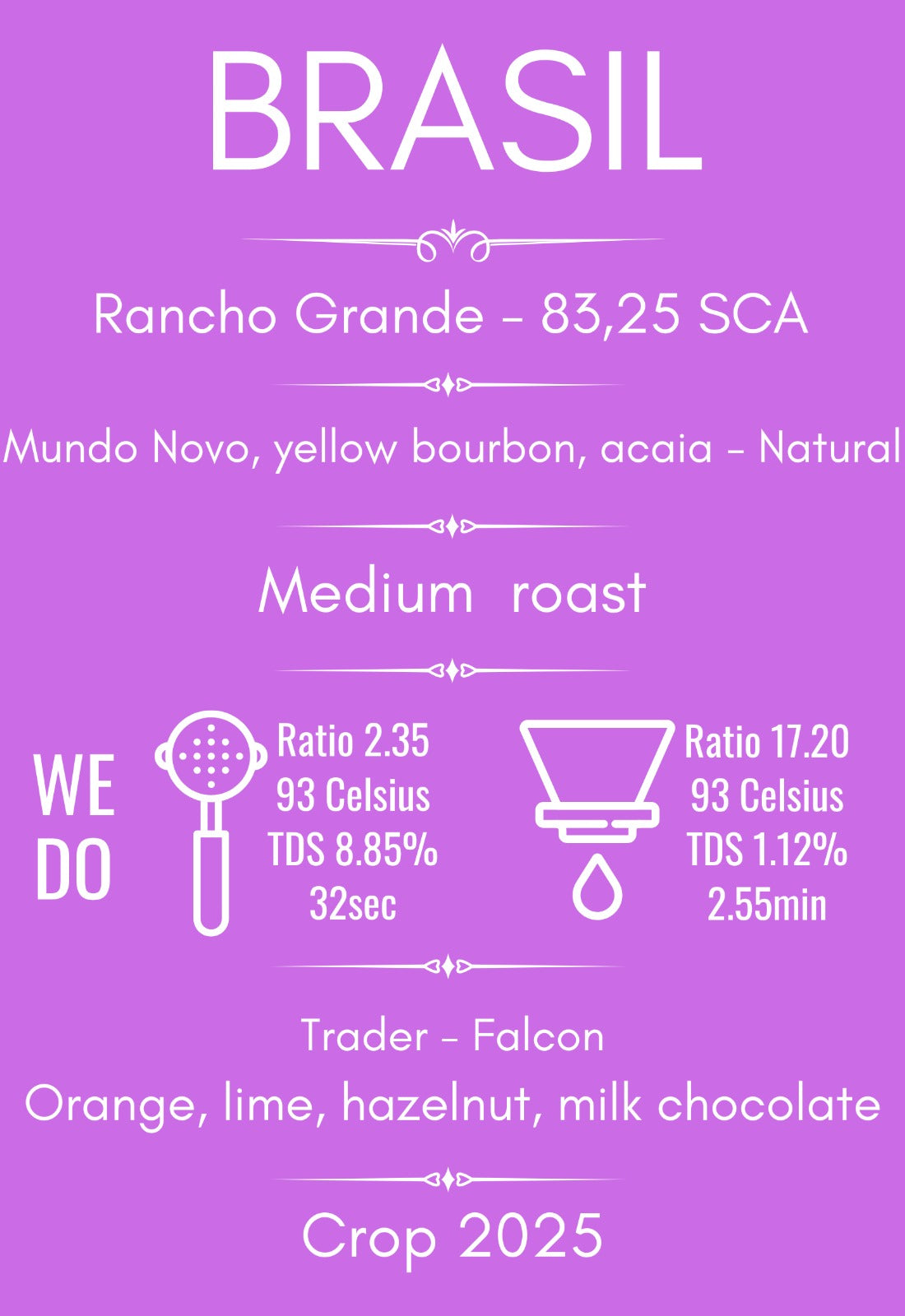cafea de specialitate proaspat prajita brazilia rancho grande prajire medie mundo novo, yellow bourbon, acaia natural 