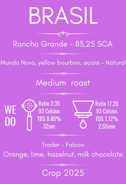 cafea de specialitate proaspat prajita brazilia rancho grande prajire medie mundo novo, yellow bourbon, acaia natural 